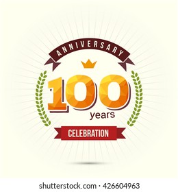 100 Years Anniversary with Low Poly Design and Laurel Ornaments
