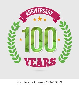 100 Years Anniversary with Low Poly Design and Laurel Ornaments