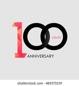 100 Years Anniversary with Low Poly Design, colored with geometric style