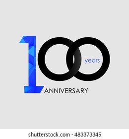 100 Years Anniversary with Low Poly Design, colored with geometric style