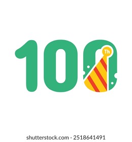 100 Years Anniversary Number Fun Design Vector Template Illustration