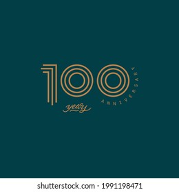 100 Years Anniversary Pictogram Vector Icon, 100th Year Birthday Logo Label.