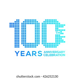 100 years anniversary with a pixels digital,technology logo