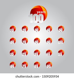 100 Years Anniversary Red Ball Vector Template Design Illustration