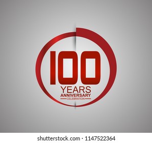 100 years anniversary red logotype style with slash circle for company celebration event