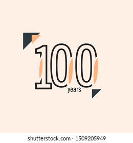 100 Years Anniversary Retro Line Vector Template Design Illustration