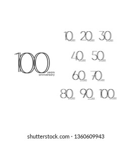 100 Years Anniversary Set Vector Template Design Illustration