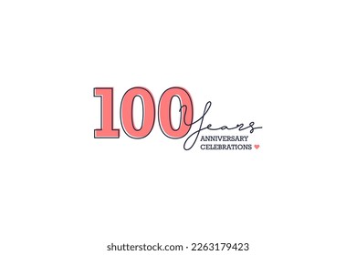 100 years anniversary. Anniversary template design concept with peach color and black line, design for event, invitation card, greeting card, banner, poster, flyer, book cover and print. Vector Eps10