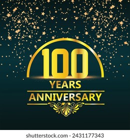 100 Years Anniversary template design. Golden Anniversary Celebration, vector illustration.