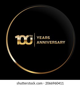 100 years anniversary, vector design for anniversary celebration with gold color on black background, simple and luxury design. logo vector template