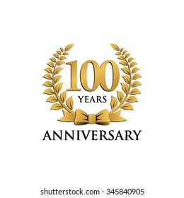 100 Years Anniversary Wreath Ribbon Logo 