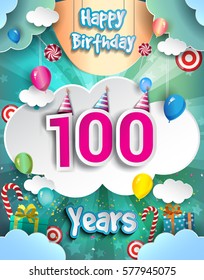 100 Years Birthday Design Greeting Cards Stock Vector (Royalty Free ...