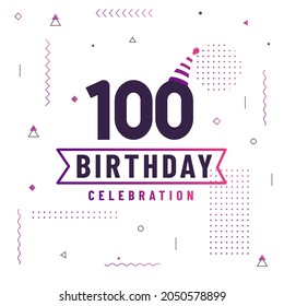 100 Years Birthday Greetings Card, 100 Birthday Celebration Background Free Vector.