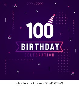 100 Years Birthday Greetings Card, 100 Birthday Celebration Background Free Vector.