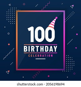 100 years birthday greetings card, 100 birthday celebration background colorful free vector.