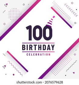 100 Years Birthday Greetings Card, 100 Birthday Celebration Background Free Vector.