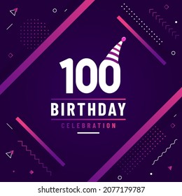 100 Years Birthday Greetings Card, 100 Birthday Celebration Background Free Vector.