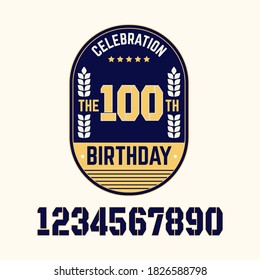 100 Years birthday Template Design illustration, set 1, 2, 3, 4, 5, 6, 7, 8, 9, 0