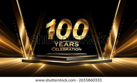 100 Years Celebration Award Background. Recognition Ceremony. Birthday Occation  Achievement. Premium Elegant Graphics. Event Entertainment Spot Light Hollywood Template  Luxury Premium Corporate. 