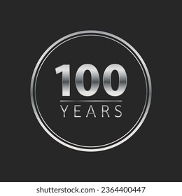100 years for celebration events, anniversary, commemorative date. silver one hundred years logo. badge