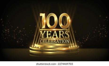 100 years Celebration Golden Jubilee Award Graphics Background. Entertainment Spot Light Hollywood Template  Luxury Premium Corporate Abstract Design Template Banner Certificate. 