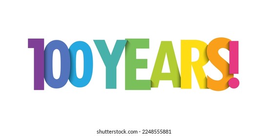 100 YEARS! colorful vector typography banner with rainbow colors