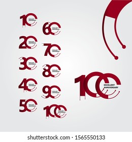100 Years Excellent Anniversary Vector Template Design Illustration