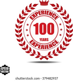 100 years experience Label, Sticker or Icon Isolated on White Background.vector illustration