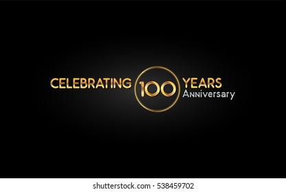 100 years gold anniversary celebration logo, isolated on dark background