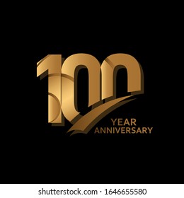 100 Years Gold Elegant Anniversary Celebration Vector Template Design Illustration