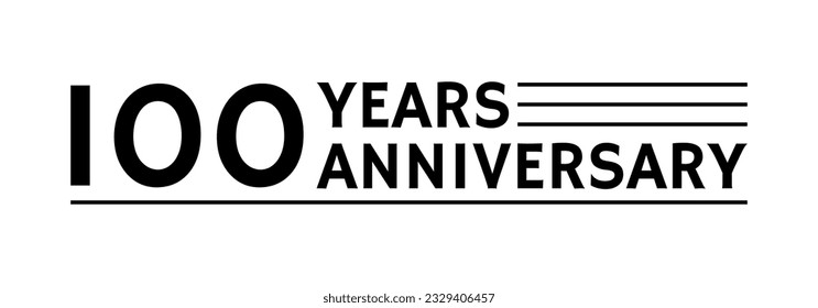100 years logo, label or icon. 100th anniversary celebration symbol. Birthday, jubilee design template. Vector illustration.