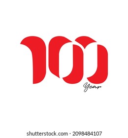 100 years logo. 100 year old red vector illustration. 100 creative and distinctive logos.