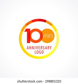 100 years old circle logo. Anniversary year of 100 th vector chart template medal. Birthday greetings circle celebrates. Celebrating numbers. Colorful stamp with diagram. Figures of ages. Letter O.