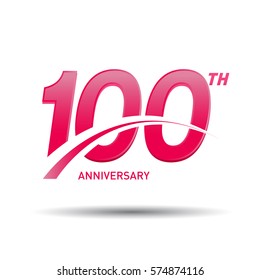 100 Years Pink Anniversary. Wedding, Love, Valentine Logo Celebration