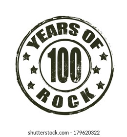 100 years of rock grunge stamp with on vector illustration