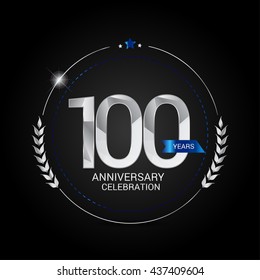 Logotipo del aniversario de 100 años de plata, número de diseño de polos bajos