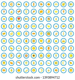 100 yellow icons set in cartoon style for any design vector illustration