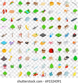 100 zoo icons set in isometric 3d style for any design vector illustration