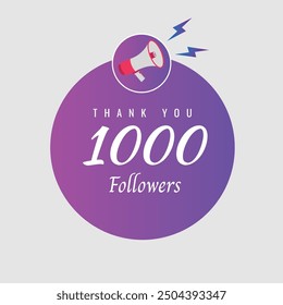 1000 OR 1k followers celebration. Thank you 1000 followers congratulation template banner. banner for social 1k friends and followers. celebrate subscribers and followers.
