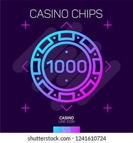 1000 casino chip neon icon