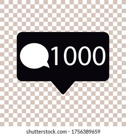 1000 comments icon isolated on background.Social media comment vector icon. Notification Icon.
