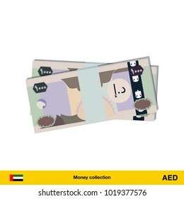 1000 Dirham banknote. Dirham banknote vector illustration.