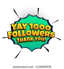 1000 follower success template in comic style