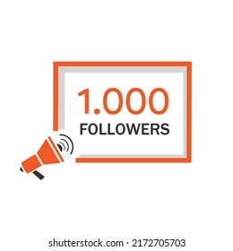 1000 Followers Banner Celebrate, Follower Design Template. 1k Followers Social Media Post Design Vector Illustration.