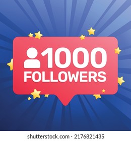 1000 followers banner, poster, congratulation card for social network. Celebrate 10k followers. Vector illustration