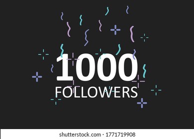 1000 followers celebration design. Like concept in vector flat style.