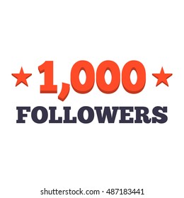 1000 followers. Flat vector icon design illustration on white background. Can be used business company for social media.