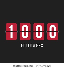 1000 followers. One thousand followers celebration banner. Greeting card for social networks. Achievement simple vector illustration.