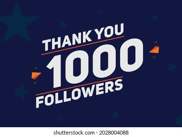 1000 followers thank you colorful celebration template. social media followers achievement congratulation. 1k follower