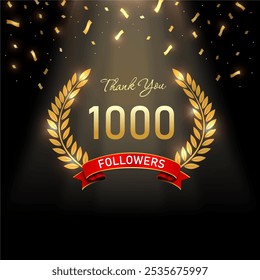 1000 Followers thank you design. Vector illustration